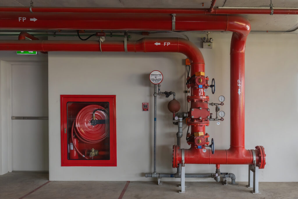 Room Fire suppression system installation with a alarm check val